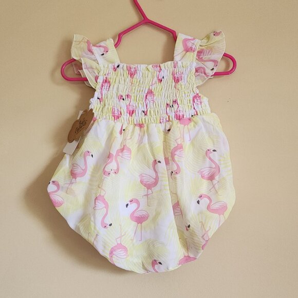 Baby Essentials - Flamingo Print Baby Girl Romper Size 6 Months - Picture 3 of 7